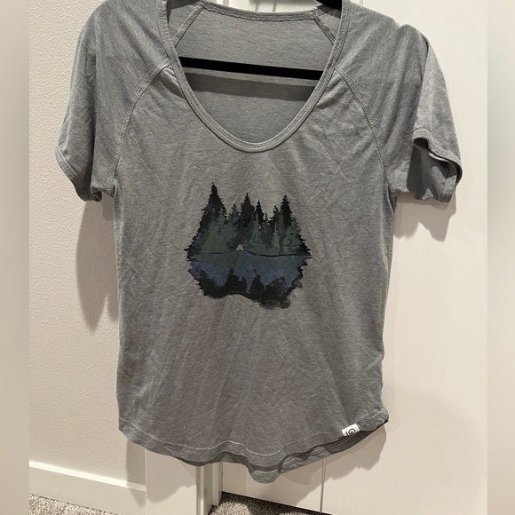 Tentree Women's Small Grey Graphic T Shirt Trees Reflecting Nature Short Sleeve - Picture 1 of 3